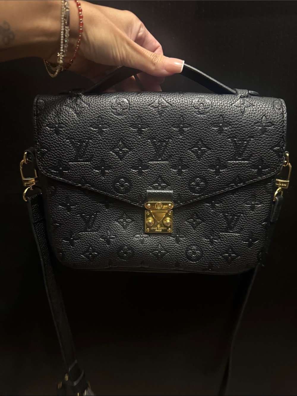 Louis Vuitton Black Embossed Crossbody Bag with Gold Hardware - Picture 5 of 5